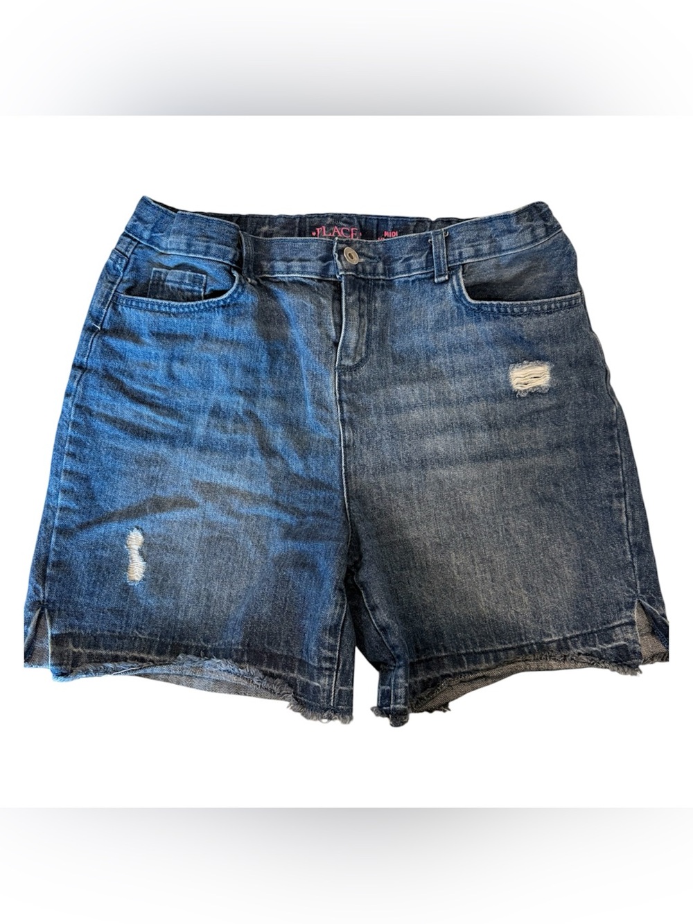 The Children’s Place Midi Mi-Long Distressed Denim Shorts Girls 16 Plus